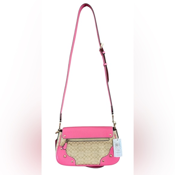 HP π₯βοΈNew Coach Vibrant Pink and Tan Millie Leather Crossbody Shoulder Bag SOLD! - Picture 13 of 16